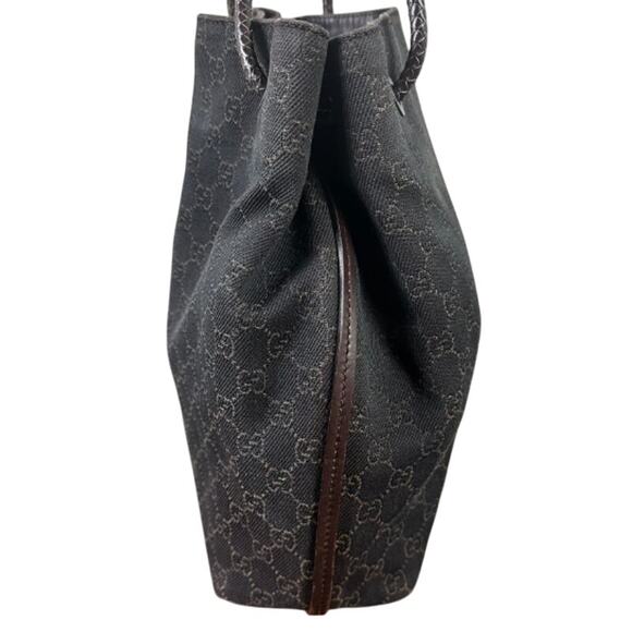 Gucci GG Web Monogram Brown Canvas Tote Bag with Braided Leather Strap (GGXX125) - Picture 3 of 16